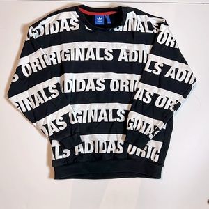 Adidas Originals black & white long sleeve crew neck sweater shirt sz small